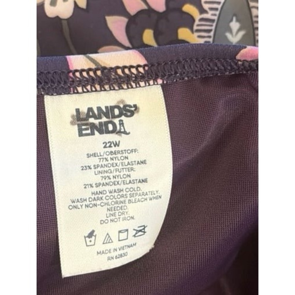 Land's End Swim Top Tankini Purple Flower Floral Size 22W - Picture 3 of 3